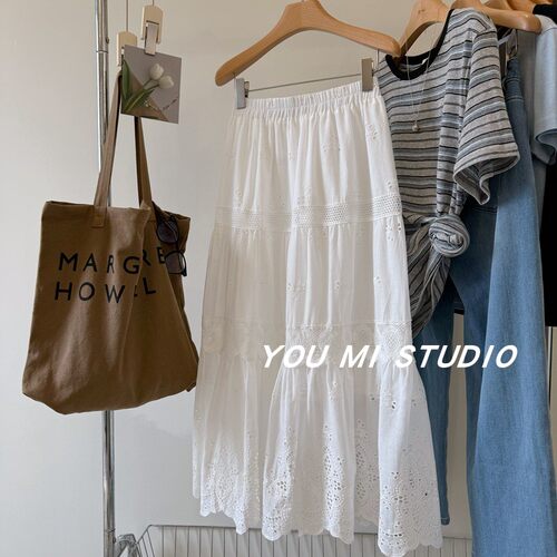 法式浪漫蕾丝裙镂空钩花半身裙