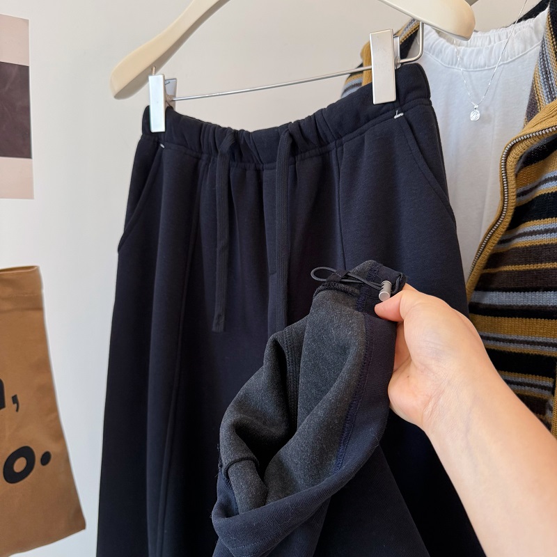 温暖过冬口袋刺绣加厚加绒卫裤