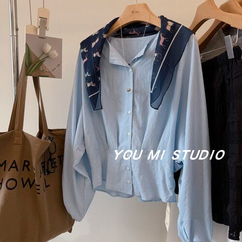 轻奢通勤配丝巾天丝两件套衬衫