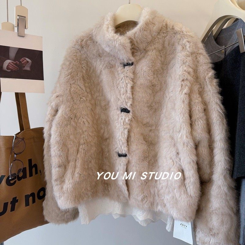 温暖舒适~仿皮草 皮毛一体麂皮绒御寒保暖牛角扣短款毛毛外套女冬,女装/女士精品,短外套,淘宝优惠券,粉丝福利购,淘宝优惠卷