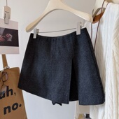 裙裤 miu系女生 %13羊毛秋冬毛呢加厚显瘦侧开叉防走光a字短裙 女