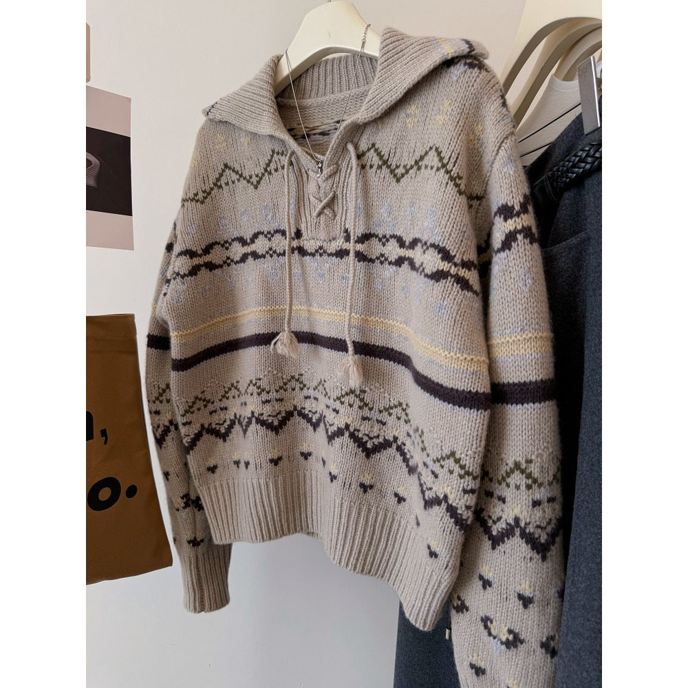 领口两个麻花辫子 %100绵羊毛 费尔岛提花保暖厚实提花针织衫女冬,女装/女士精品,毛针织衫,淘宝优惠券,粉丝福利购,淘宝优惠卷