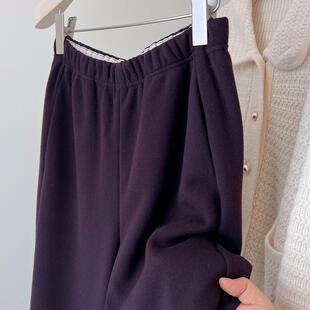 高版 松紧腰软糯舒适宽松休闲直筒长裤 本 好穿 羊绒+桑蚕丝 韩货