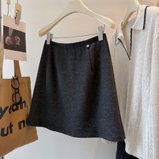 贯穿所有好搭配！绵羊毛 小贝壳显瘦气质毛呢a字防走光半裙 短裙