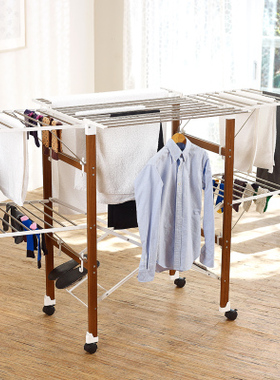 晾衣架不锈钢落地折叠翼型室内外多功能移动阳台晒被架凉衣架简易