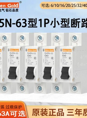 小型断路器空气开关给G45N1P单极10A16A20A25A32A40A63A过载保护