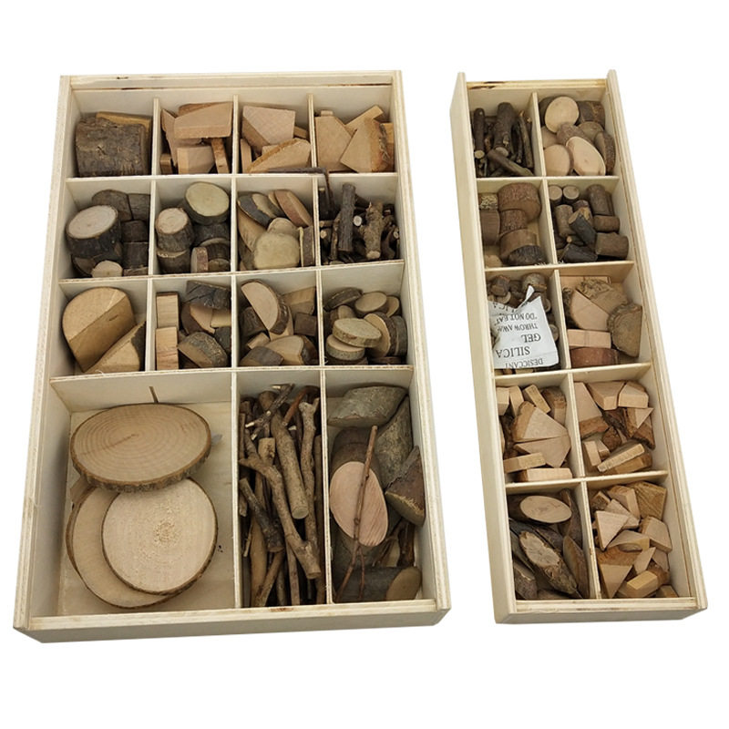 树皮木片原木干树枝礼盒拼图积木原片幼稚园diy自然材料 手工制作