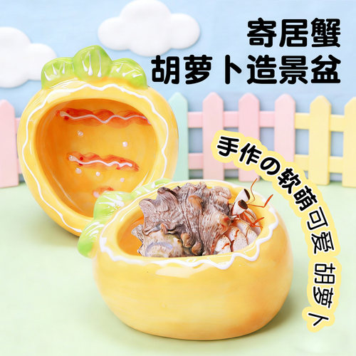 寄居蟹手绘胡萝卜水盆食盆～