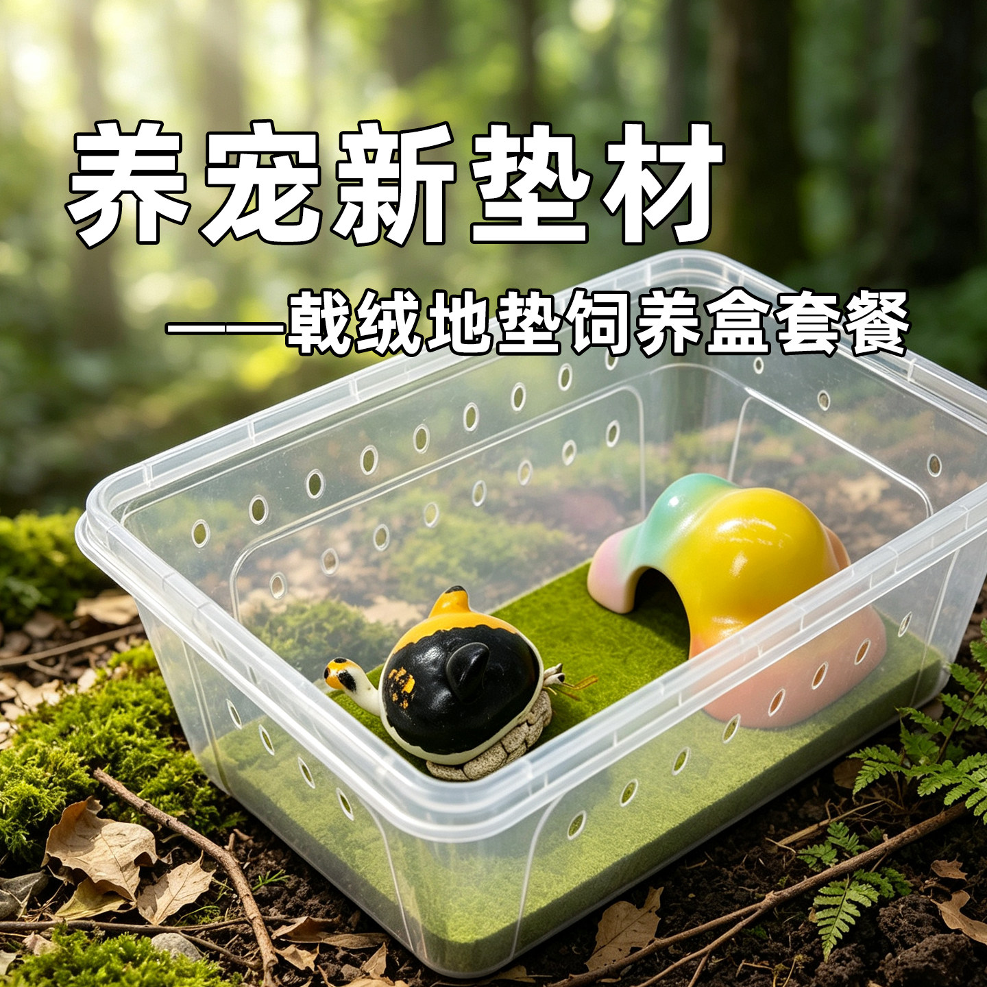 寄居蟹饲养3.0新型饲养套餐～【饲养盒+戟绒地垫】多尺寸多色可选