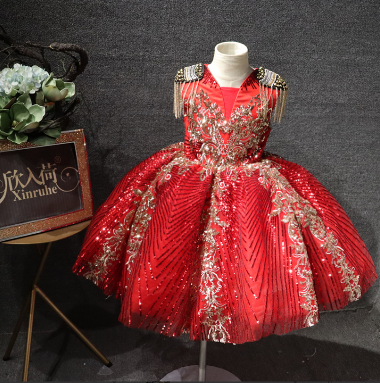 欣入荷女童主持演出走秀短款礼服