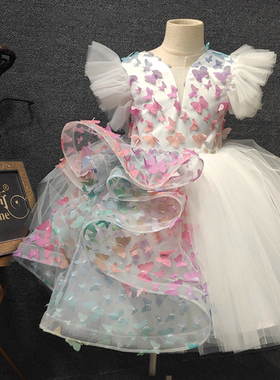 小花童礼服女夏季儿童婚礼婚纱短裙宝宝周岁蓬蓬裙一岁公主裙洋气