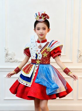 欣入荷女童民族风亮片演出礼服
