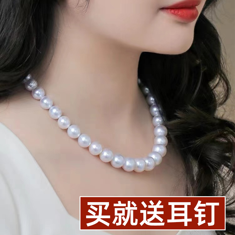 中老年人珍珠项链送妈妈喜婆婆长辈母亲节礼物强光锁骨颈链配旗袍