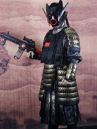 甲胄 影视动漫 战术 锤纹扎甲 cos 304不锈钢 金银黑三色可选