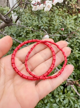 保真天然朱砂红砂紫金砂水飞砂竹节手串手链男女款单圈配件饰品工