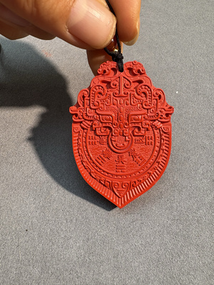 朱砂红砂水飞砂饕餮山鬼钱项链