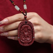 真品天然朱砂八大守护神本命佛吊坠本命年十二生肖转动项链吊坠银