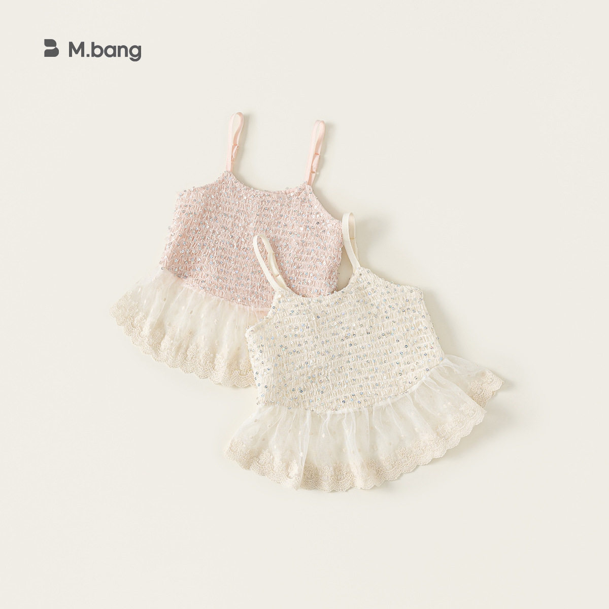 女童吊带夏季亮片网纱拼接女宝宝背心洋气无袖小童上衣韩版潮新款