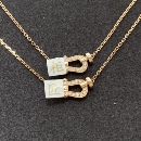 18K金马蹄扣项链小号黄金白金玫瑰金钻半镶钻费雷德石吊坠Au750女