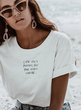 美式复古穿搭完美法式街头态度slogan字母标语哲学慵懒小众insT恤