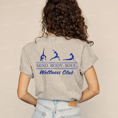 美式复古小众设计感字母体操瑜伽姿势健身减压字母ins学生减龄T恤