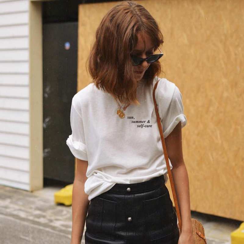 短袖美式厚字母纯棉女