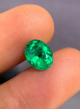 精品1.92克拉天然祖母绿裸石戒面椭圆形绿宝石vividgreen晶体干净