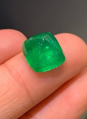 6.75克拉天然糖塔祖母绿戒面绿宝石吉尔德证书晶体通透vividgreen