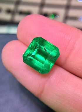 6.75克拉天然祖母绿戒面绿宝石公主方颜色浓郁vividgreen珠宝精品