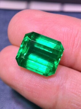 电光绿6.7克拉天然祖母绿戒面绿宝石公主方GRS证书vividgreen彩宝