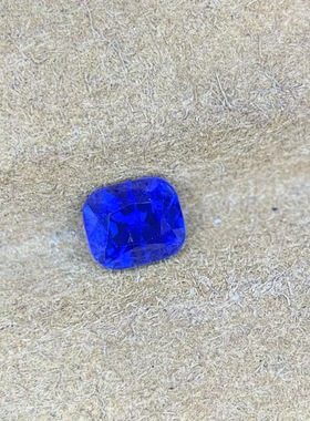 色标级天然无烧蓝宝石明亮皇家蓝色方枕形1.07克拉GUILD证书彩宝