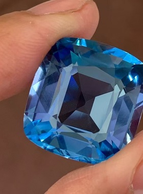 精品28.53克拉天然圣玛利亚色海蓝宝石戒面裸石吉尔德权威认证