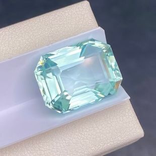 阿富汗天然精品绿碧玺裸石晶体干净方枕形彩宝戒面明亮色11.17卡