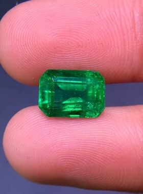 精品4.04克拉天然祖母绿戒面精切工vividgreen珠宝裸石火彩艳丽