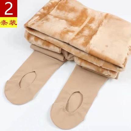 秋冬光腿神器女懒人袜裤免脱连裤袜脚底挖洞袜肉色打底裤加绒加厚