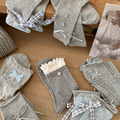 这纯欲感谁懂miu系韩国灰 少女芭蕾风灰色系蝴蝶结中筒袜子堆堆袜