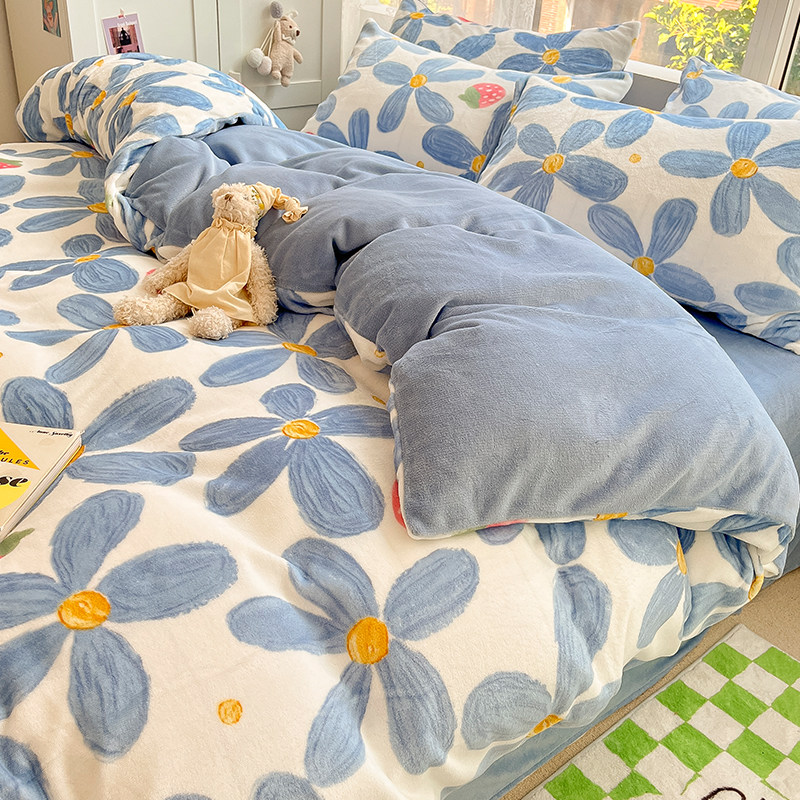 冬季加厚牛奶珊瑚绒被套单件200x230双面法兰加绒单人被罩150x200