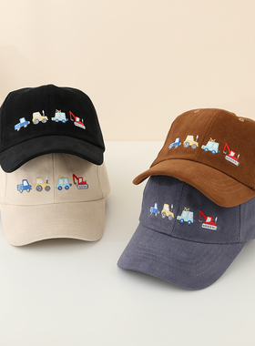 儿童帽子春秋男童鸭舌帽汽车挖机3-8岁5春季男宝宝幼儿遮阳棒球帽