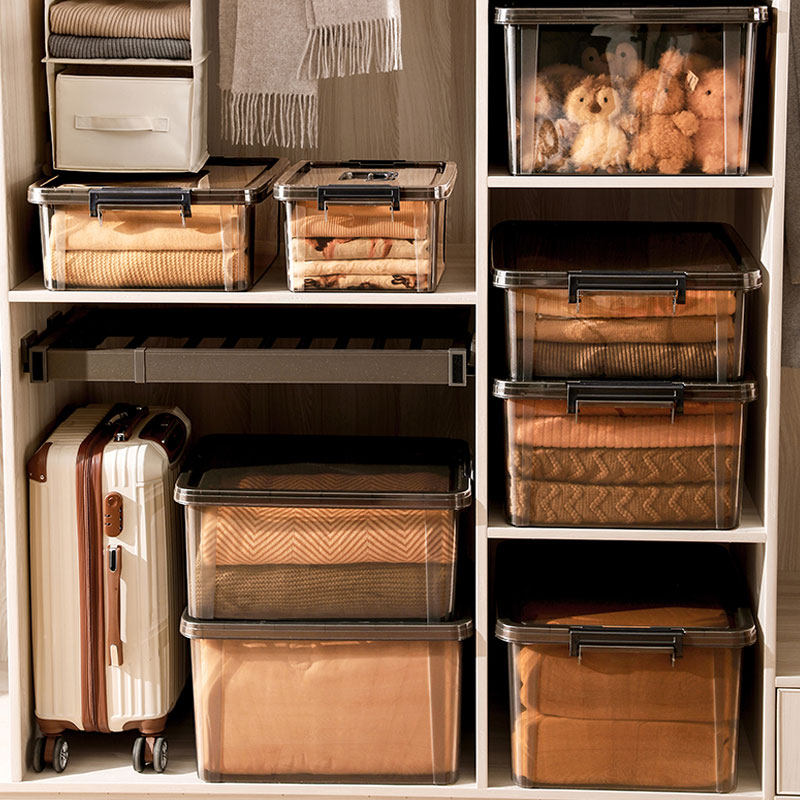 互动空间提手大容量茶色收纳箱