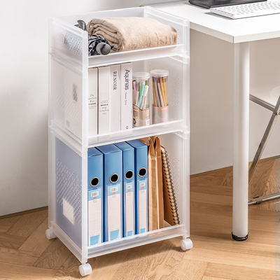 收纳架可叠加开放式收纳带轮子