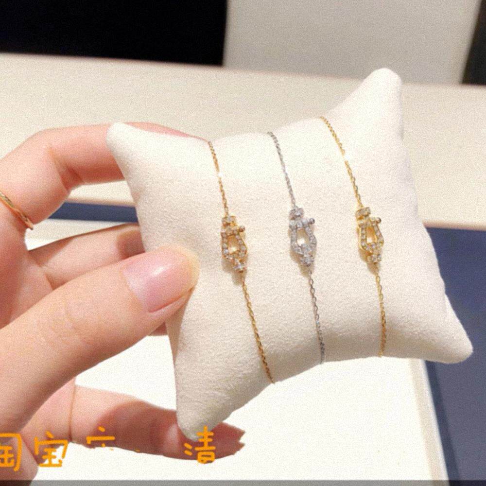 马蹄扣手链S925纯银镀18k金女玫瑰金迷你小号满钻手环高级时尚潮