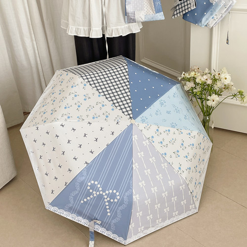 少女心碎花便携折叠雨伞防晒防紫外线遮阳伞晴雨两用全自动太阳伞