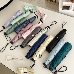 简约纯色超轻羽毛伞防晒防紫外线黑胶遮阳伞女晴雨两用便携太阳伞