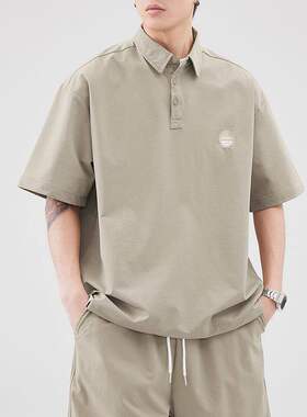 官方旗舰店男夏季速干刺绣Polo领短袖T恤男套头套装宽松短袖衬衣