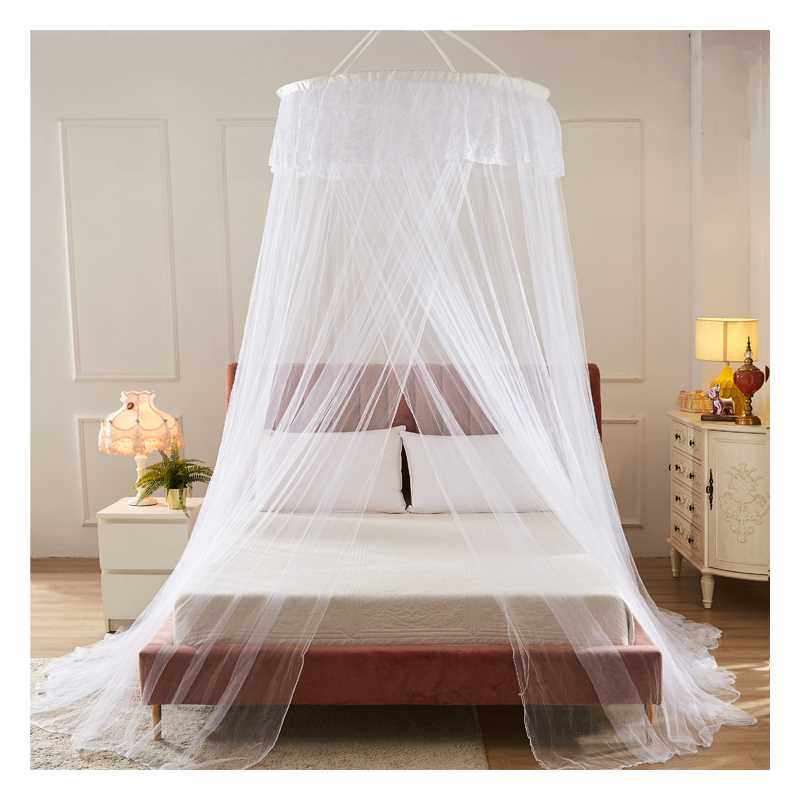 吊顶圆顶公主风加密蚊帐双人家用1.5/1.8米床吸顶免安装落地宫廷