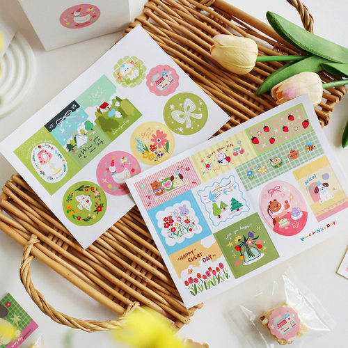 卡通可爱不干胶封口贴礼物贴