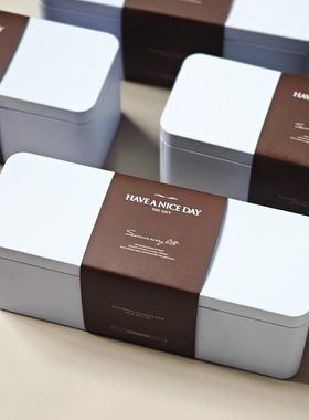 白色马口铁盒长方形曲奇饼干糖果蛋糕包装盒打包盒烘焙礼品盒空盒