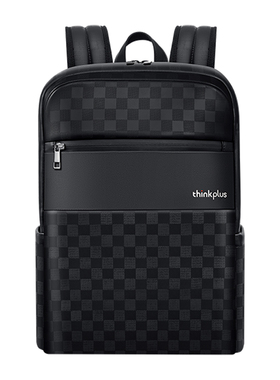 联想thinkplus笔记本电脑现代休闲双肩包时尚格纹元素大容量防盗自动锁拉链耐脏耐水溅学习通勤包4X41Q22844
