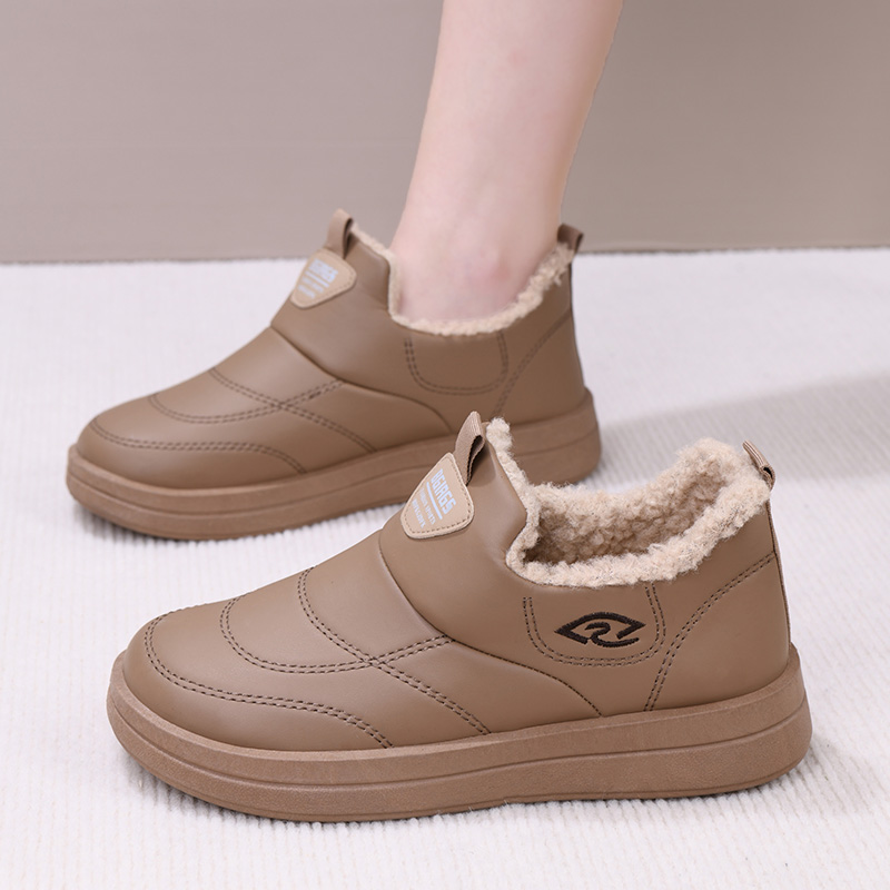 老北京棉鞋女冬季皮面加绒保暖妈妈鞋短靴加厚防滑防寒奶奶鞋棉靴