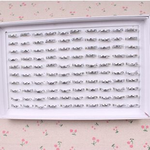 包邮 地摊夜市格子铺戒指批满 盒装 戒指硬币材质仿白金男女情侣款